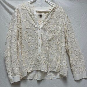 Anthropologie Cream Textured Blouse